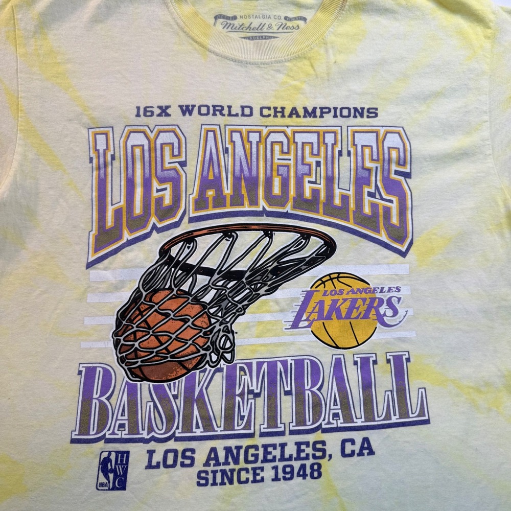 Mitchell & Ness Los Angeles Lakers Tie Dye T Shirt Mens Medium Hardwood